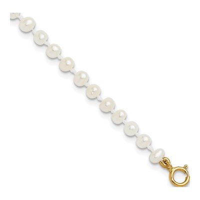 14K Yellow Gold Freshwater Cultured Pearl Girls' Bracelet