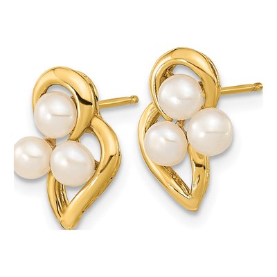 14K Yellow Gold Freshwater Cultured Pearl Button Stud Earrings – view 2