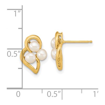 14K Yellow Gold Freshwater Cultured Pearl Button Stud Earrings – view 4