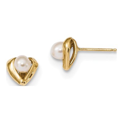 14K Yellow Gold Freshwater Cultured Pearl Rice Stud Earrings