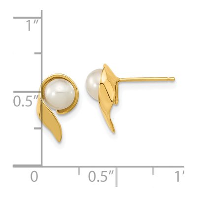14K Yellow Gold Freshwater Cultured Pearl Button Stud Earrings – view 4