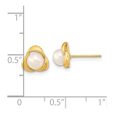 14K Yellow Gold Freshwater Cultured Pearl Button Stud Earrings – view 4