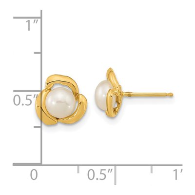 14K Yellow Gold Freshwater Cultured Pearl Button Stud Earrings – view 4