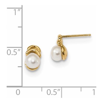 14K Yellow Gold Freshwater Cultured Pearl Button Stud Earrings – view 2