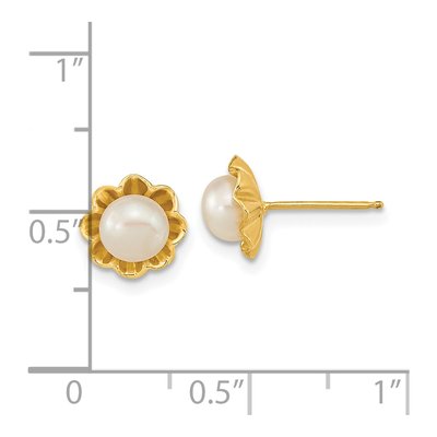 14K Yellow Gold Freshwater Cultured Pearl Button Stud Earrings – view 4
