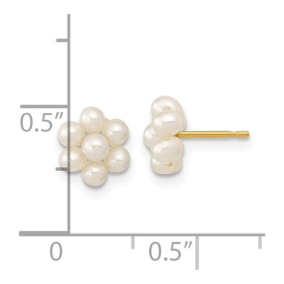 14K Yellow Gold Freshwater Cultured Pearl Flower Button Stud Earrings – view 4