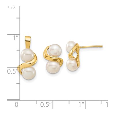 14K Gold Freshwater Pearl Earring & Pendant Set – view 5
