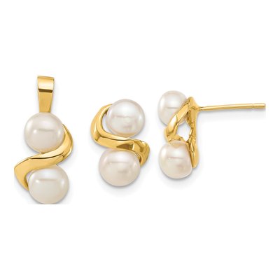 14K Gold Freshwater Pearl Earring & Pendant Set