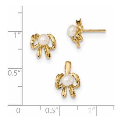 Kids' 14K Gold Pearl Pendant & Earring Set – view 2
