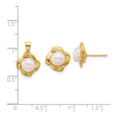 14K Yellow Gold Freshwater Pearl Earring & Pendant Set – view 2