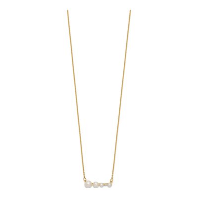 14K Yellow Gold Freshwater Cultured Pearl & Diamond Graduated Round Necklace – view 2