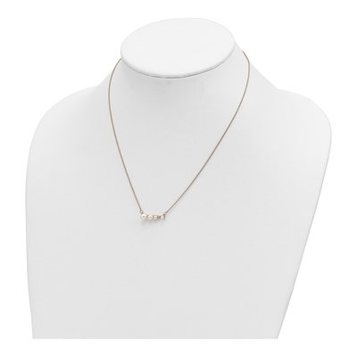 14K Yellow Gold Freshwater Cultured Pearl & Diamond Graduated Round Necklace – view 4