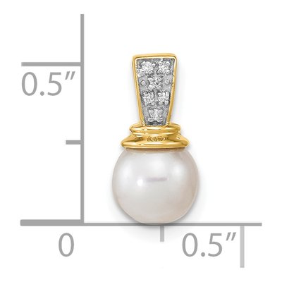 14K Yellow Gold Freshwater Cultured Pearl & Diamond Button Pendant – view 3