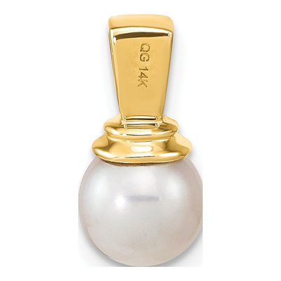 14K Yellow Gold Freshwater Cultured Pearl & Diamond Button Pendant – view 4