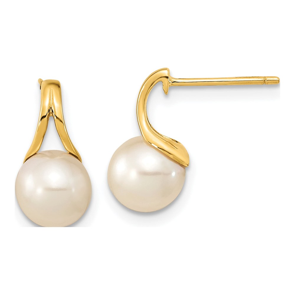 14K Yellow Gold Freshwater Pearl Post Earrings