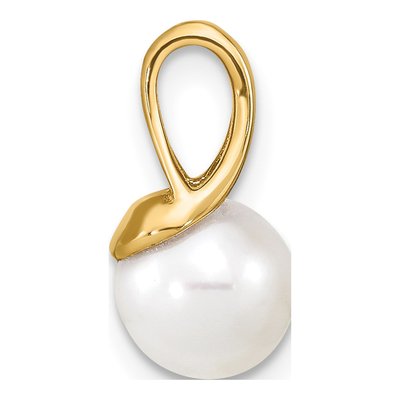 14K Yellow Gold Freshwater Cultured Pearl Round Pendant – view 2