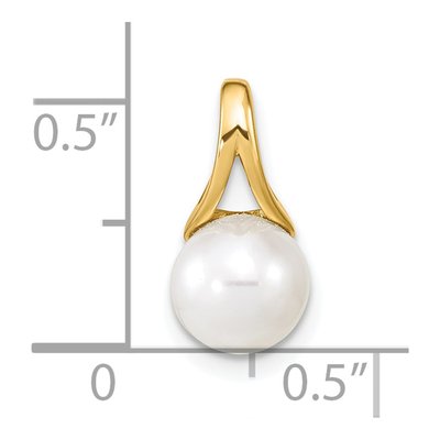 14K Yellow Gold Freshwater Cultured Pearl Round Pendant – view 3