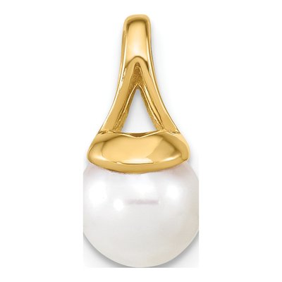 14K Yellow Gold Freshwater Cultured Pearl Round Pendant – view 4