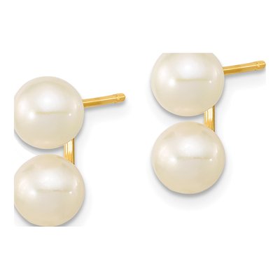 14K Yellow Gold Round Freshwater Cultured Pearl Double Stud Earrings – view 3