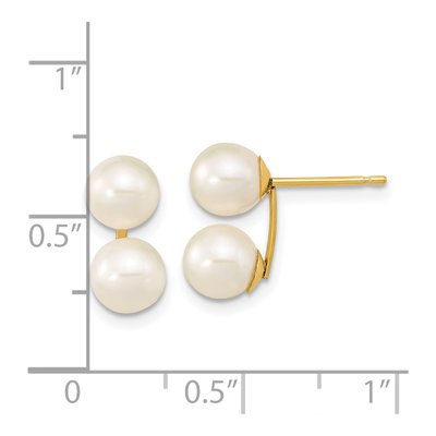 14K Yellow Gold Round Freshwater Cultured Pearl Double Stud Earrings – view 5