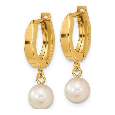 14K Yellow Gold Akoya Cultured Pearl Dangle Earrings – view 2