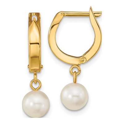 14K Yellow Gold Akoya Cultured Pearl Dangle Earrings