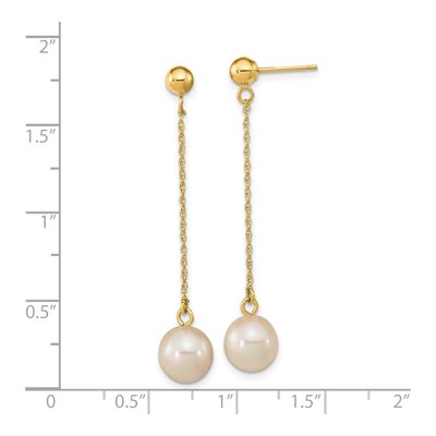 14K Yellow Gold Freshwater Cultured Pearl Dangle Earrings – view 4