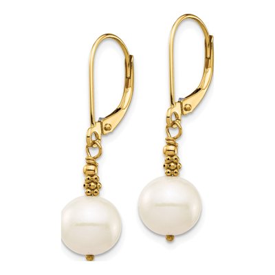 14K Yellow Gold Freshwater Cultured Pearl Leverback Earrings – view 2
