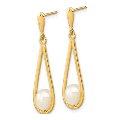 14K Yellow Gold Freshwater Cultured Pearl Dangle Earrings – view 2
