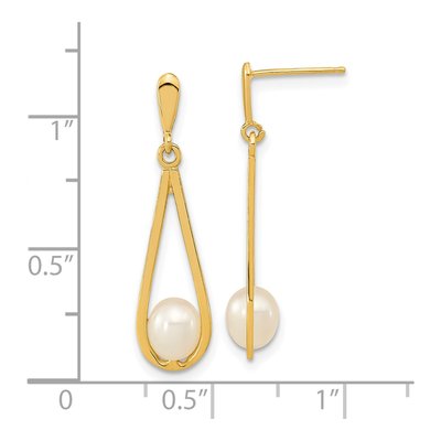 14K Yellow Gold Freshwater Cultured Pearl Dangle Earrings – view 4