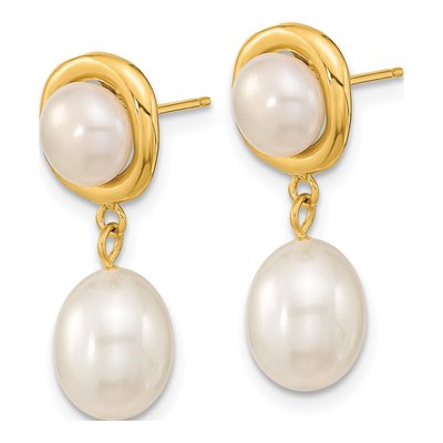 14K Yellow Gold Freshwater Cultured Pearl Dangle Earrings – view 2