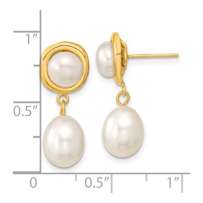14K Yellow Gold Freshwater Cultured Pearl Dangle Earrings – view 4