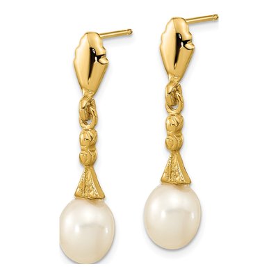 14K Yellow Gold Freshwater Cultured Pearl Dangle Earrings – view 2