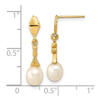 14K Yellow Gold Freshwater Cultured Pearl Dangle Earrings – view 4