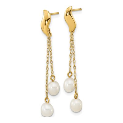 14K Yellow Gold Freshwater Pearl Dangle Earrings – view 2