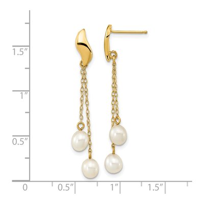 14K Yellow Gold Freshwater Pearl Dangle Earrings – view 4
