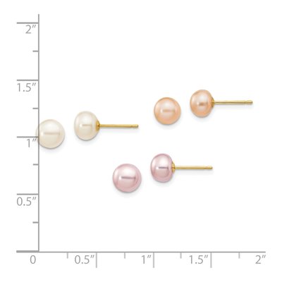 14K Gold Multicolor Freshwater Pearl Earring Set – view 2