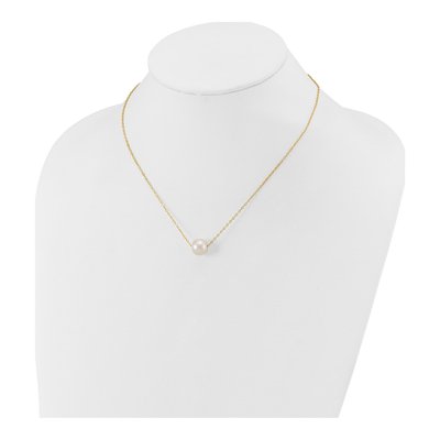14K Yellow Gold Freshwater Cultured Pearl Semi-Round Cable Necklace – view 5