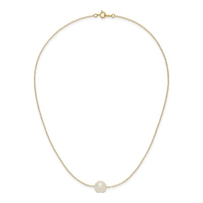 14K Yellow Gold Freshwater Cultured Pearl Semi-Round Cable Necklace – view 6