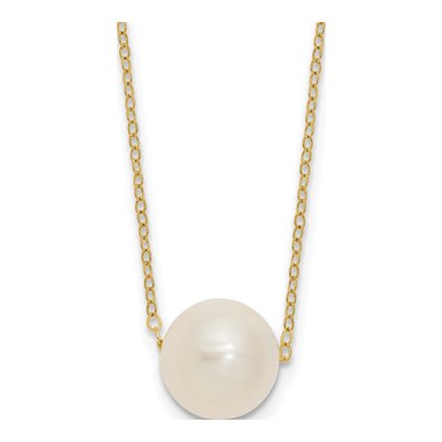 14K Yellow Gold Freshwater Cultured Pearl Semi-Round Cable Necklace