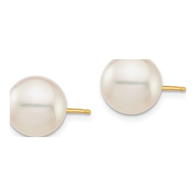 14K Yellow Gold Round Akoya Cultured Pearl Stud Earrings – view 2