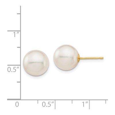 14K Yellow Gold Round Akoya Cultured Pearl Stud Earrings – view 4