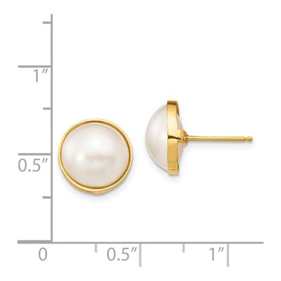 14K Yellow Gold Cultured Pearl Mabe Button Stud Earrings – view 4
