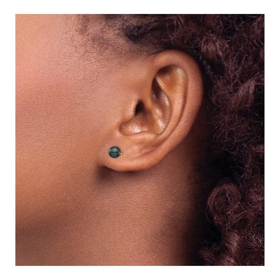 14K Yellow Gold Round Black Akoya Cultured Pearl Stud Earrings – view 3