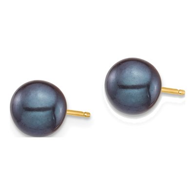 14K Gold Black & White Pearl Stud Earrings Set – view 4