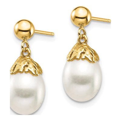 14K Yellow Gold Freshwater Cultured Pearl Dangle Earrings – view 2