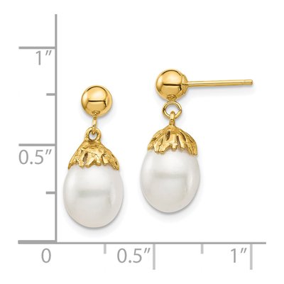 14K Yellow Gold Freshwater Cultured Pearl Dangle Earrings – view 4