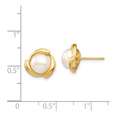 14K Yellow Gold Freshwater Cultured Pearl Button Stud Earrings – view 4