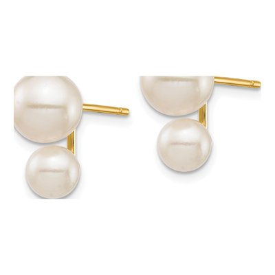 14K Yellow Gold Round Freshwater Cultured Pearl Double Stud Earrings – view 2