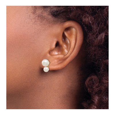 14K Yellow Gold Round Freshwater Cultured Pearl Double Stud Earrings – view 3
